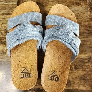Reef Blue Double-Strap Sandals with Cork Footbed